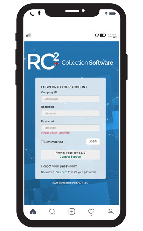 ReadyCOLLECT Community Collection Software Login Screen